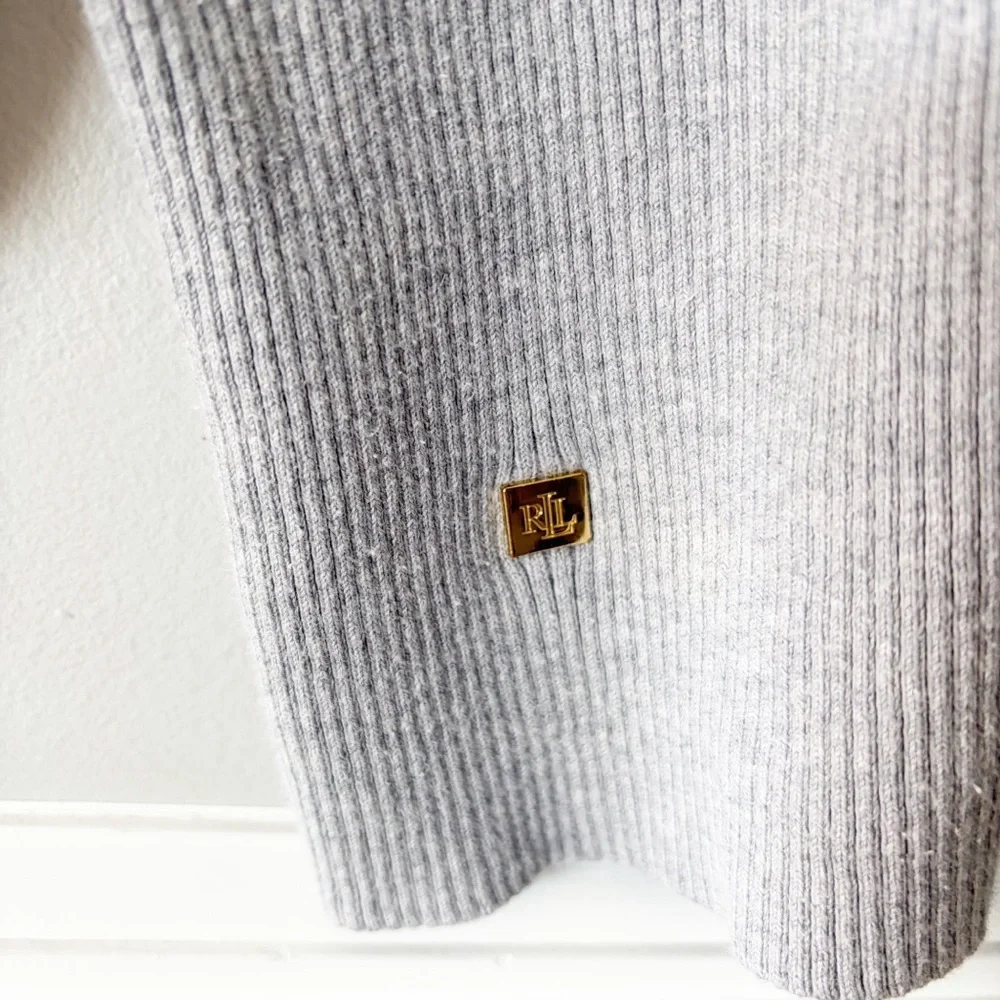 Lauren Ralph Lauren Ribbed Gray Puff Balloon Sleeve Turtleneck Sweater Size 1X - Picture 5 of 9